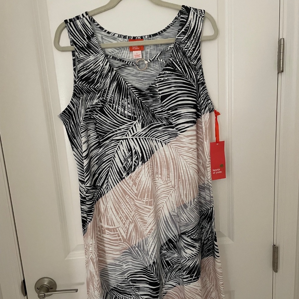 Hearts of Palm  Women's Diagonal Palm Leaf Dress Size Large